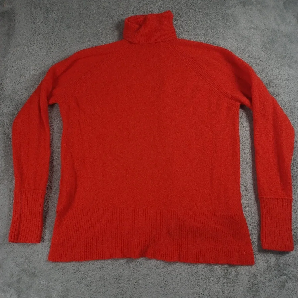 J Crew Sweater‎ Womens Medium Red Turtleneck Wool Blend Pullover Preppy Casual